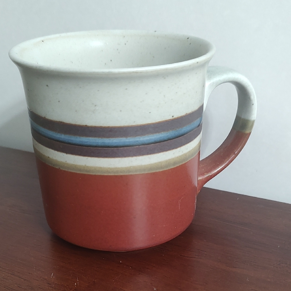 Stoneware Mug Blue And Brown Stripe